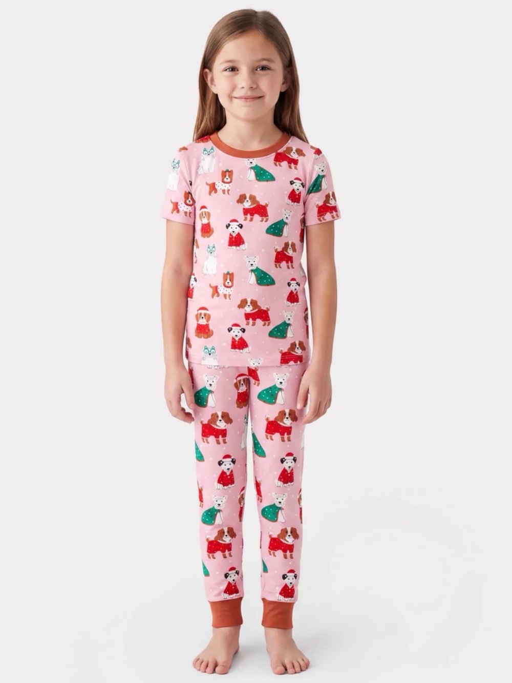 PatPat 4T Christmas Puppy Dog Bamboo Pajamas Pink Holiday 2PC Set NWT
